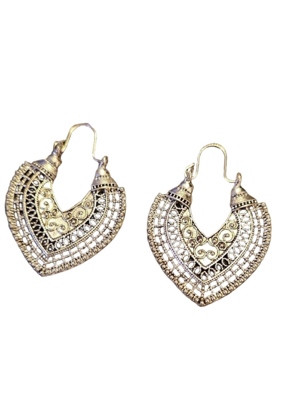 Silver Filigree Teardrop Bohemian Earrings - Picture 2 of 9
